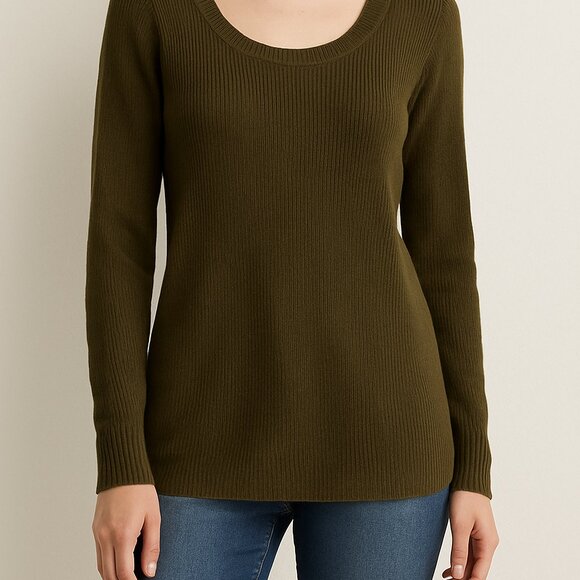 American Eagle Olive Green Ribbed Knit Sweater - Picture 1 of 4